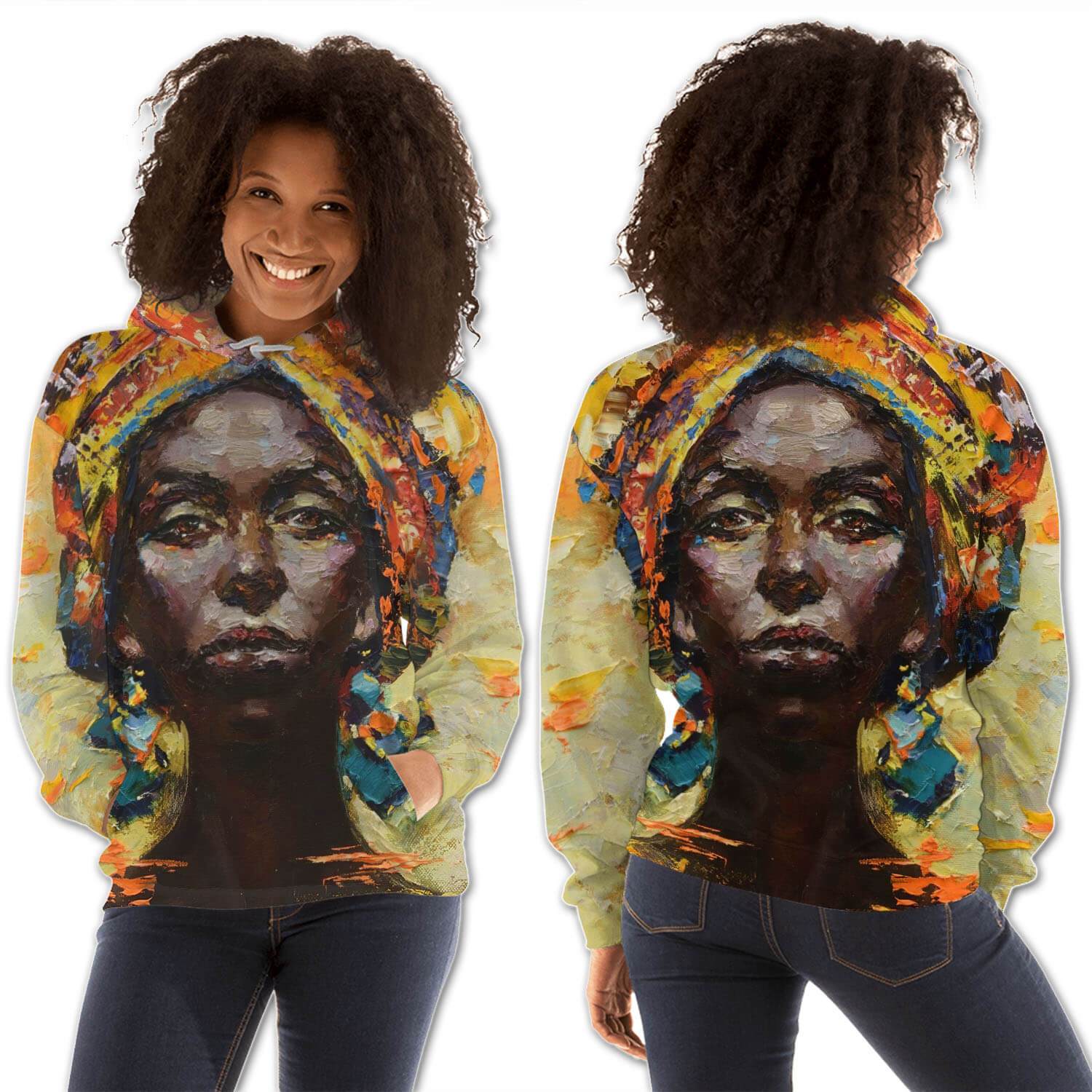 African American Hoodies Beautiful African American Woman All Over Print Womens Hooded Sweatshirt African American Clothing BPS31227