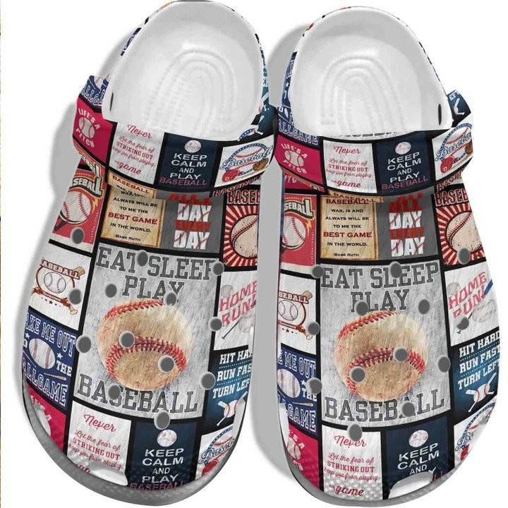 Eat Sleep Play Baseball Crocss Classic Clogs Shoes Keep Calm And Play Baseball Crocss Classic Clogs Shoes For Men Women