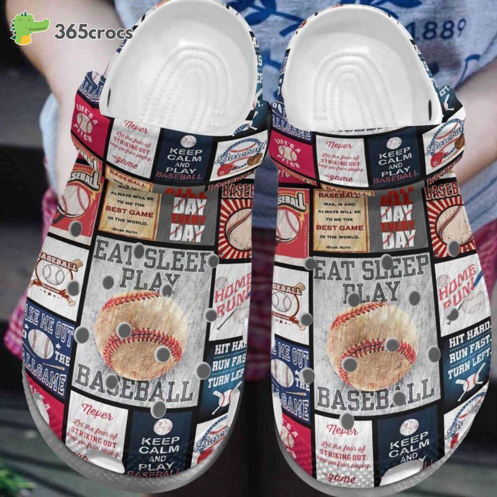 Eat Sleep Play Baseball Shoes Croc Keep Calm And Play Baseball Great Couple Crocss Clog Shoes