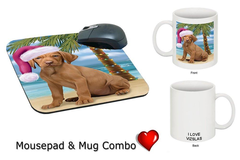 Summertime Vizsla Puppy On Beach Christmas Mug & Mousepad Combo Gift Set Mmcg1145