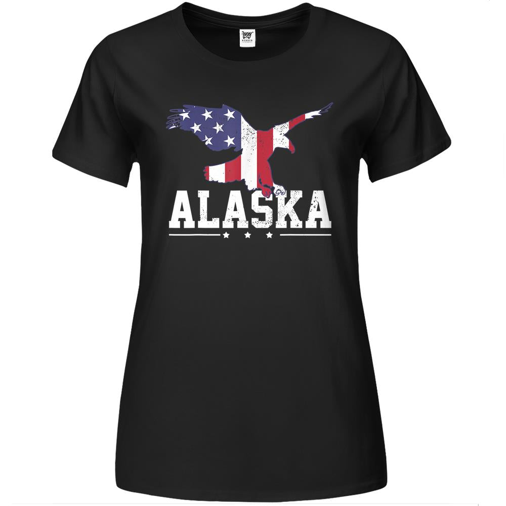 Alaska USA Flag Vintage Eagle 4th Of July American Gift Premium Womens Tshirts