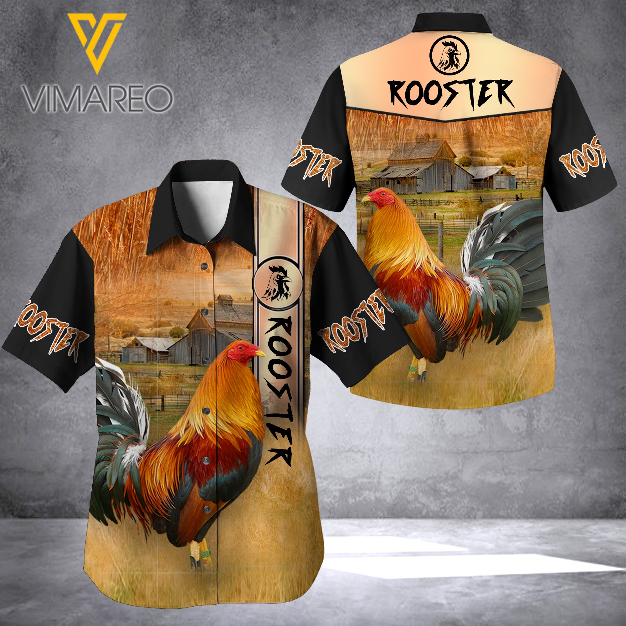 Rooster Printed Hawaiian Shirt Ha39952