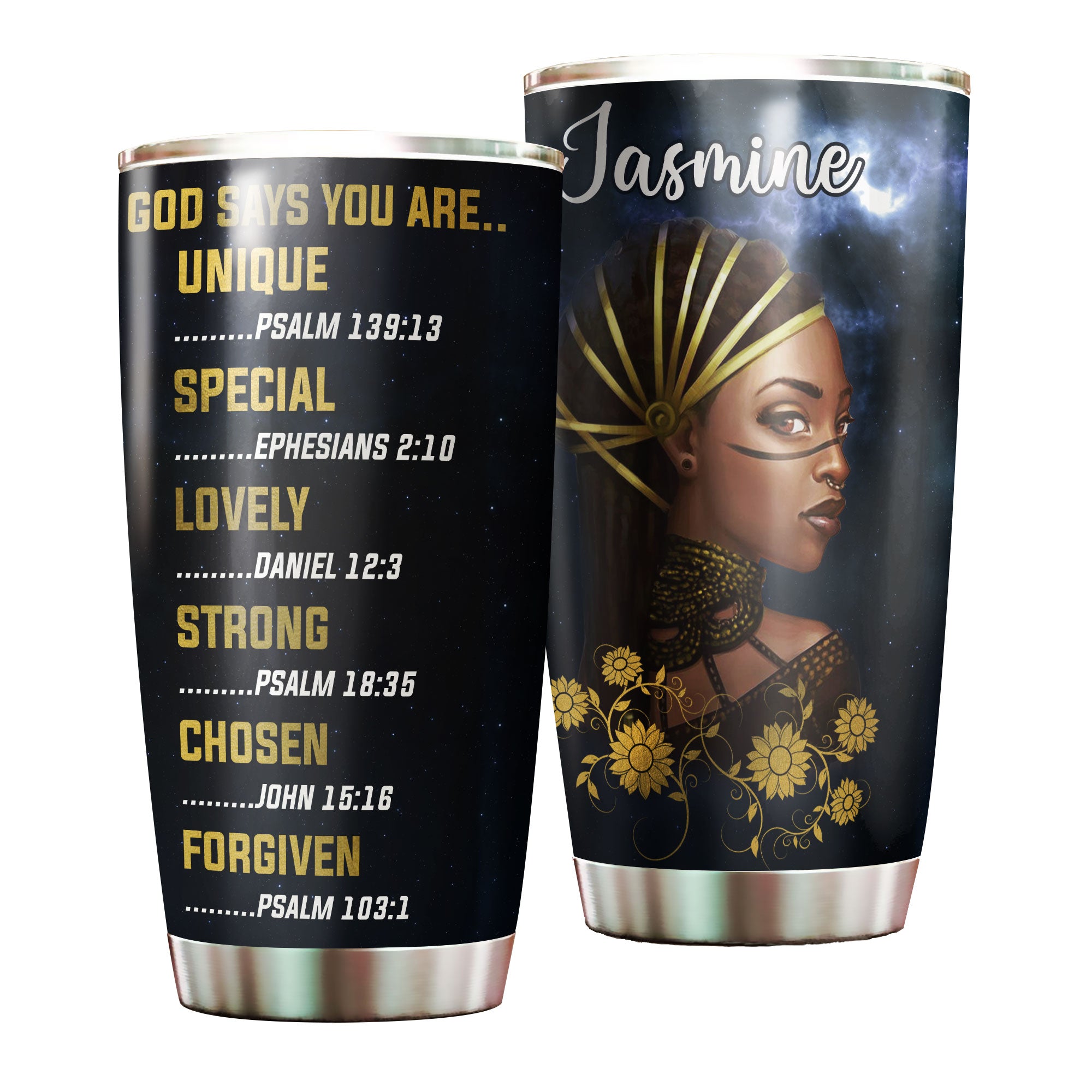 Personalized Black Women Faith God Says You Are Stainless Steel Tumbler – Double-Walled Insulation Vacumm Flask – Gift For Black Queen, International Women’S Day, Hippie Gir