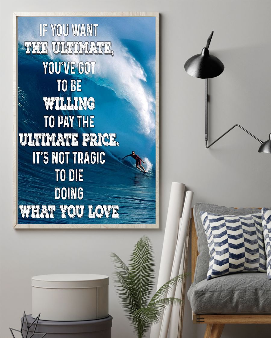 Surfing Willing To Pay The Ultimate Price Vertical Canvas And Poster | Wall Decor Visual Art