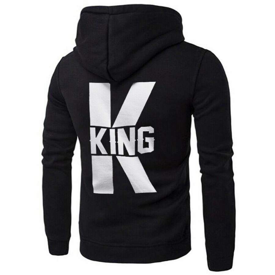 Couple Long Sleeve Hooded Sweatshirt King Queen Hoodie For Lovers