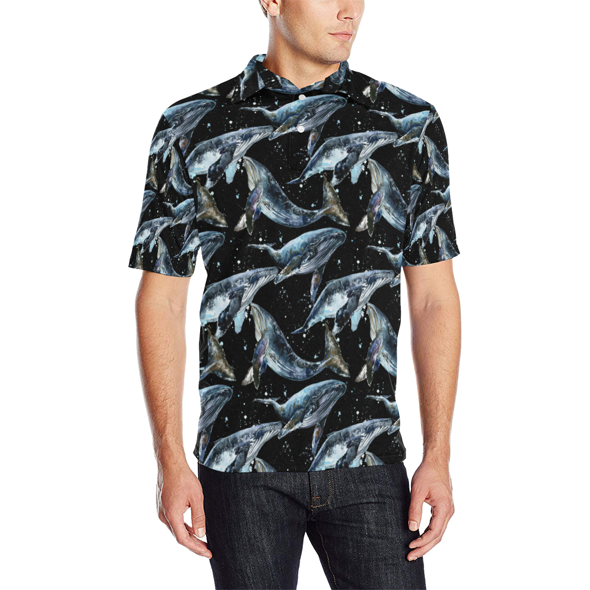 Humpback Whale Pattern Print Design 01 Men Polo Shirt