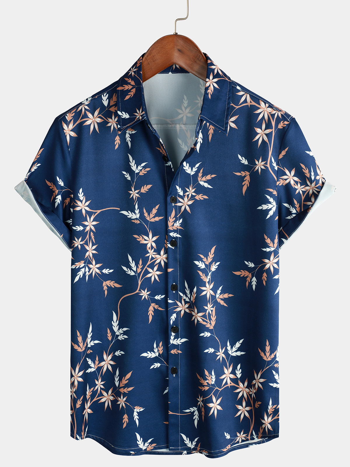 Print Resort Vacation Casual Top Blue Hawaii Short Sleeve Shirt Ha40530