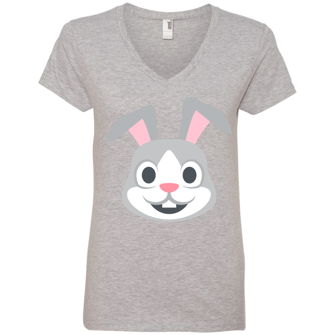 Rabbit Face Emoji Ladies’ V-Neck T-Shirt