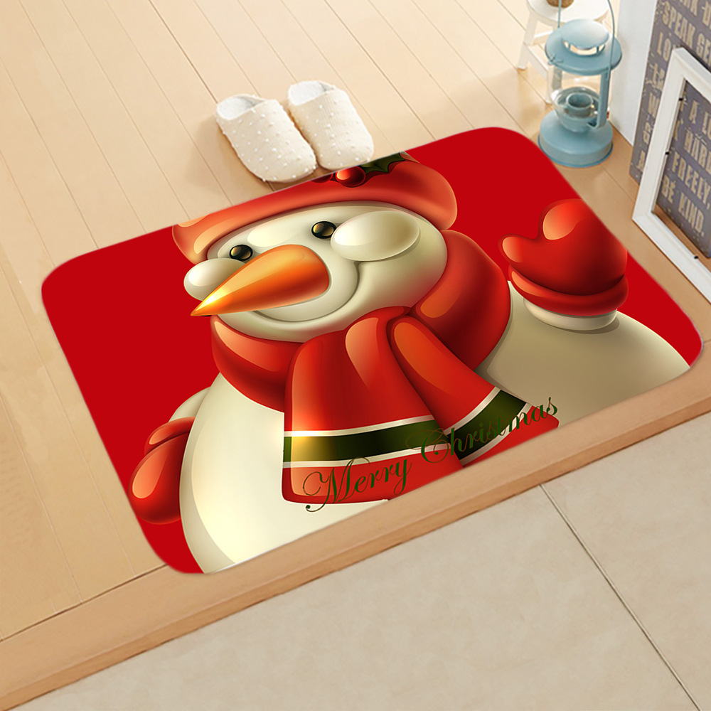 40x60cm Red Christmas Mat Santa Claus Elk Floor Mat Xmas Non-slip Doormat Kitchen Bathroom 2022 Merry Christmas Decor For Home alx