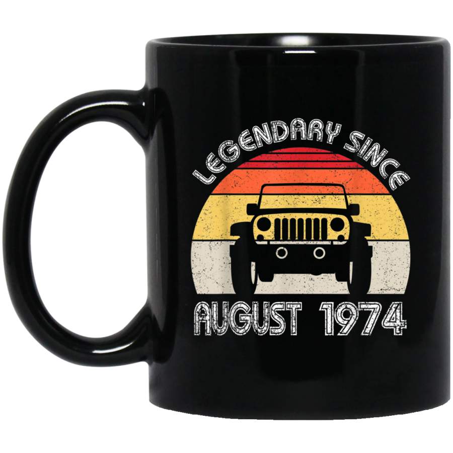 August 1974 Vintage Funny 45th Birthday Gift Black Mug