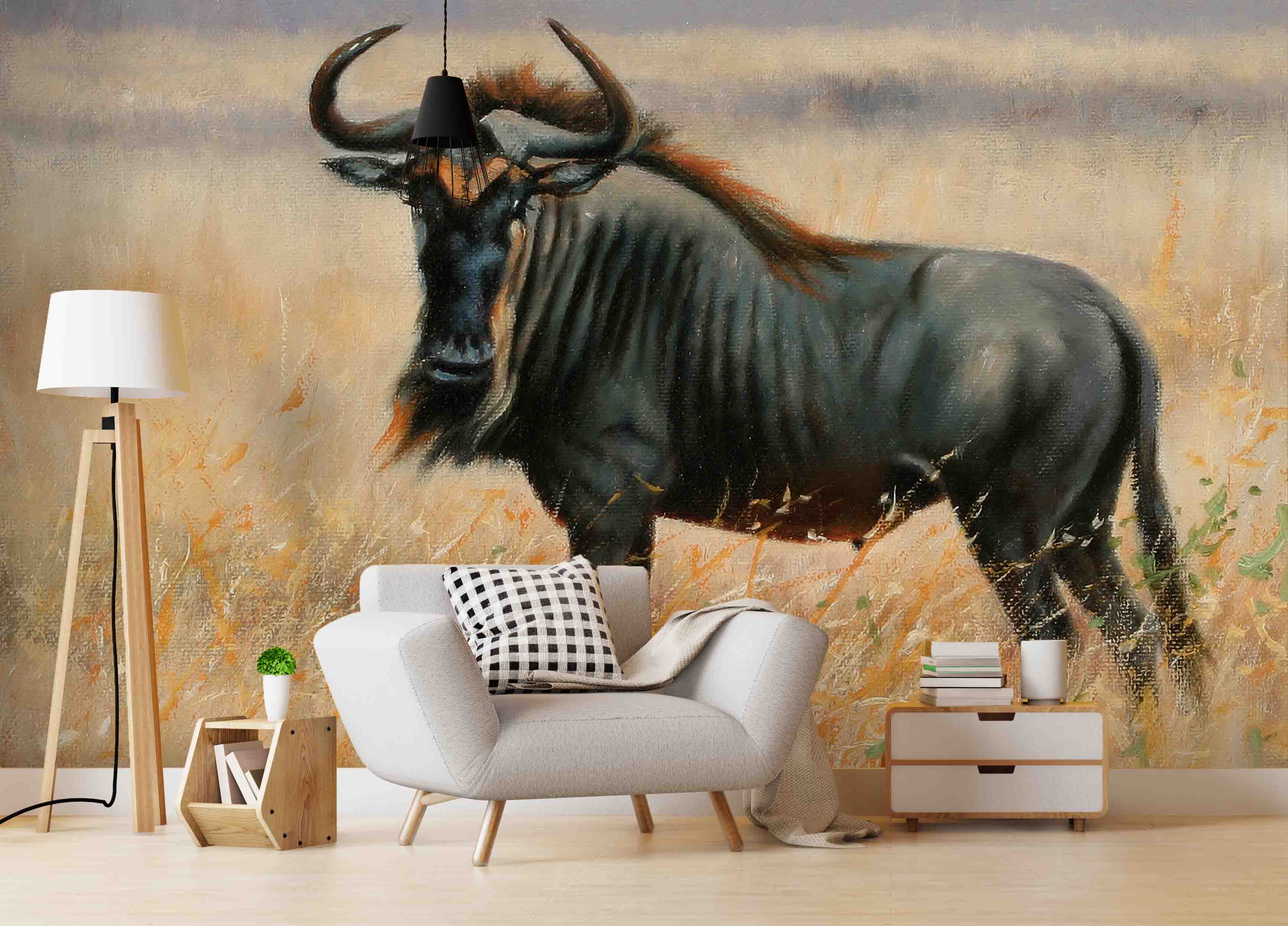 3D African Steppe Buffalo Wall Mural Wallpaper 36