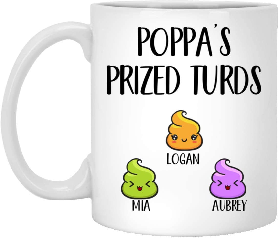 Personalized Poppa’S Favorite Turd Mug Funny Father’S Day Customized Mug Grandpa Funny Poop Gift Turd Gift For Poppa’S Birthday Favorite Grandkid Mug – Gift For Funny Dad – 11Oz Coffee Mug 11Oz