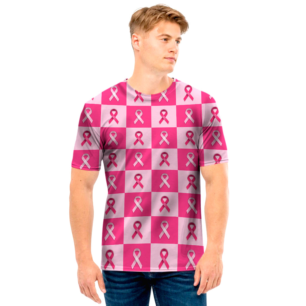 Breast Cancer Awareness Pattern Print Men’S T-Shirt