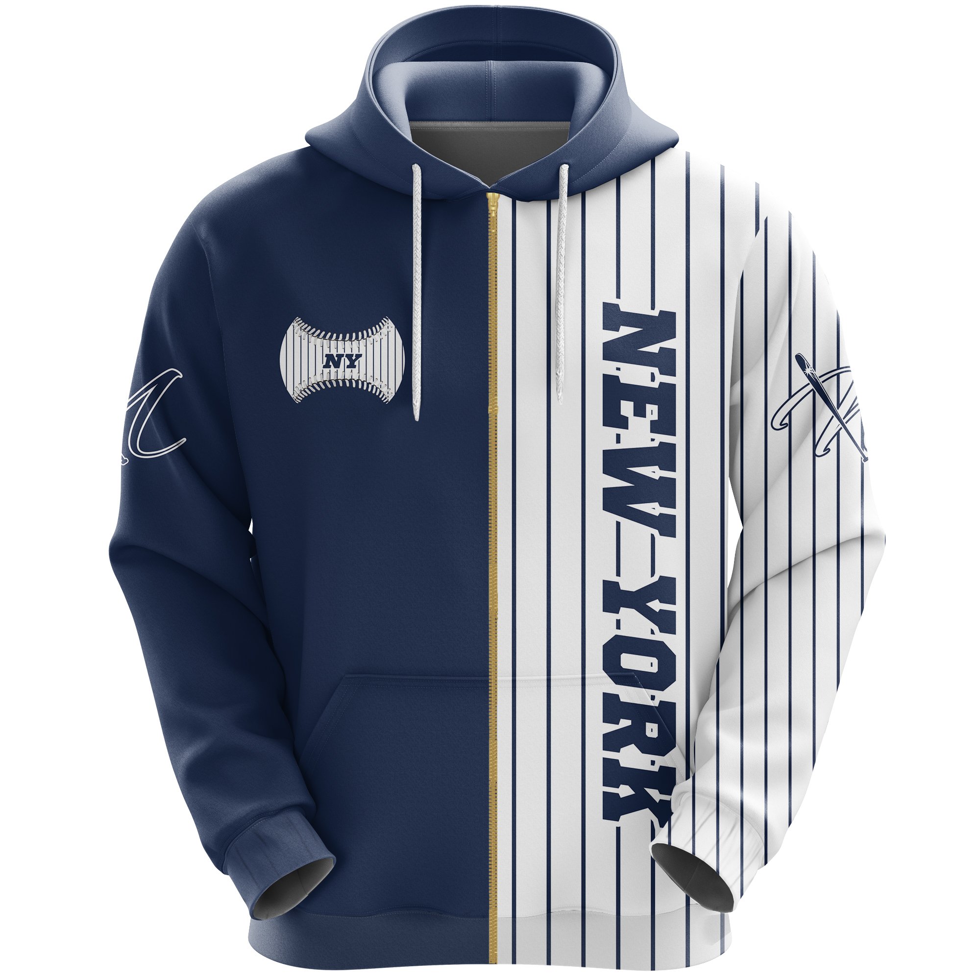 New York Baseball Zip Hoodie K5