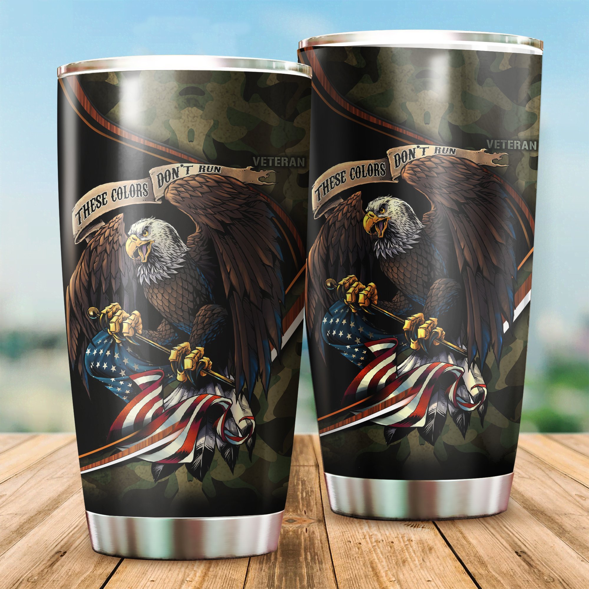 US Veteran Camo stainless steel tumbler