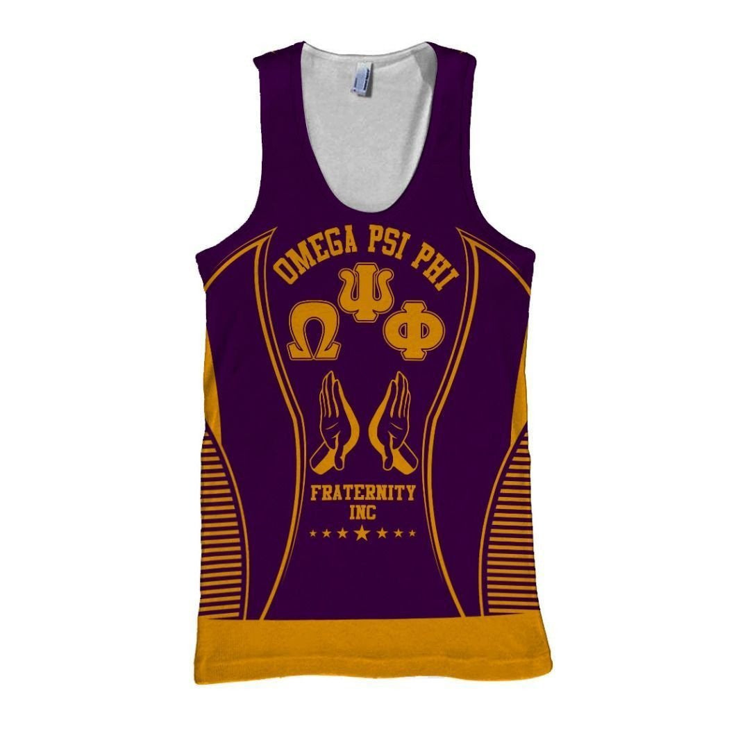 Fraternity Tank Top – Omega Psi Phi Thunder Greek Letter Hand Sign Tank Top