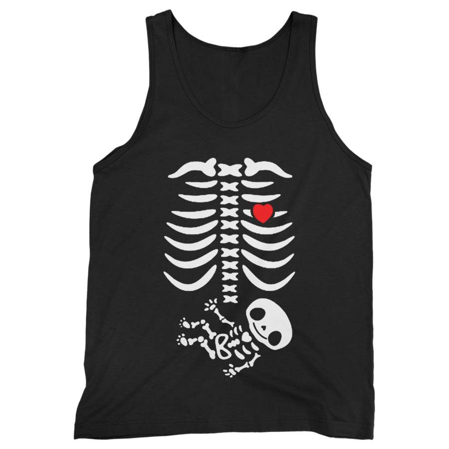 Halloween Pregnancy Announcement Pregnant Skeleton Man’s Tank Top