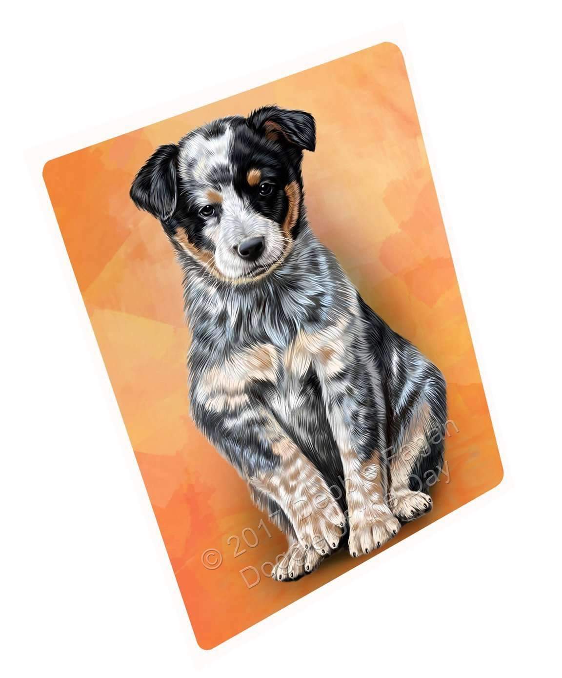 Australian Cattle Puppy Dog Art Portrait Print Woven Throw Sherpa Plush Fleece Blanket