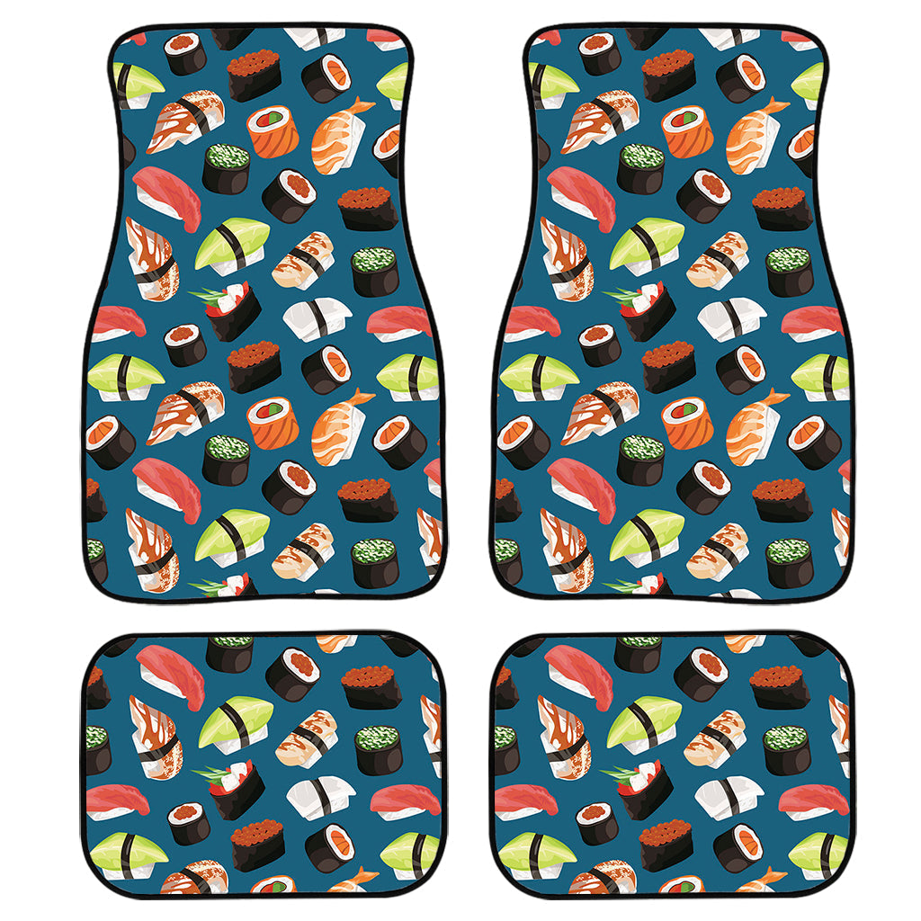 Colorful Sushi Pattern Print Front And Back Car Floor Mats, Front Car Mat