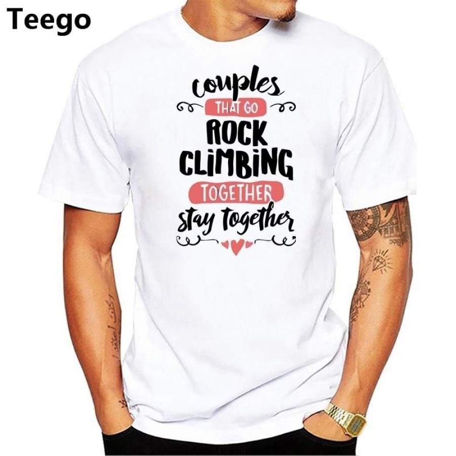 Couples Rock Climberingert-Shirt Stay Together! Summer The New Fashion Cartoon Print Short Sleeve T Shirt