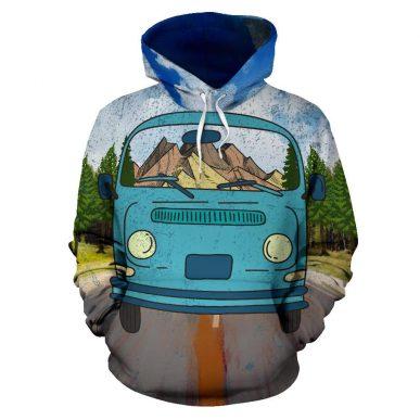 3D Camping Hoodie Camping Bus Van Full Size