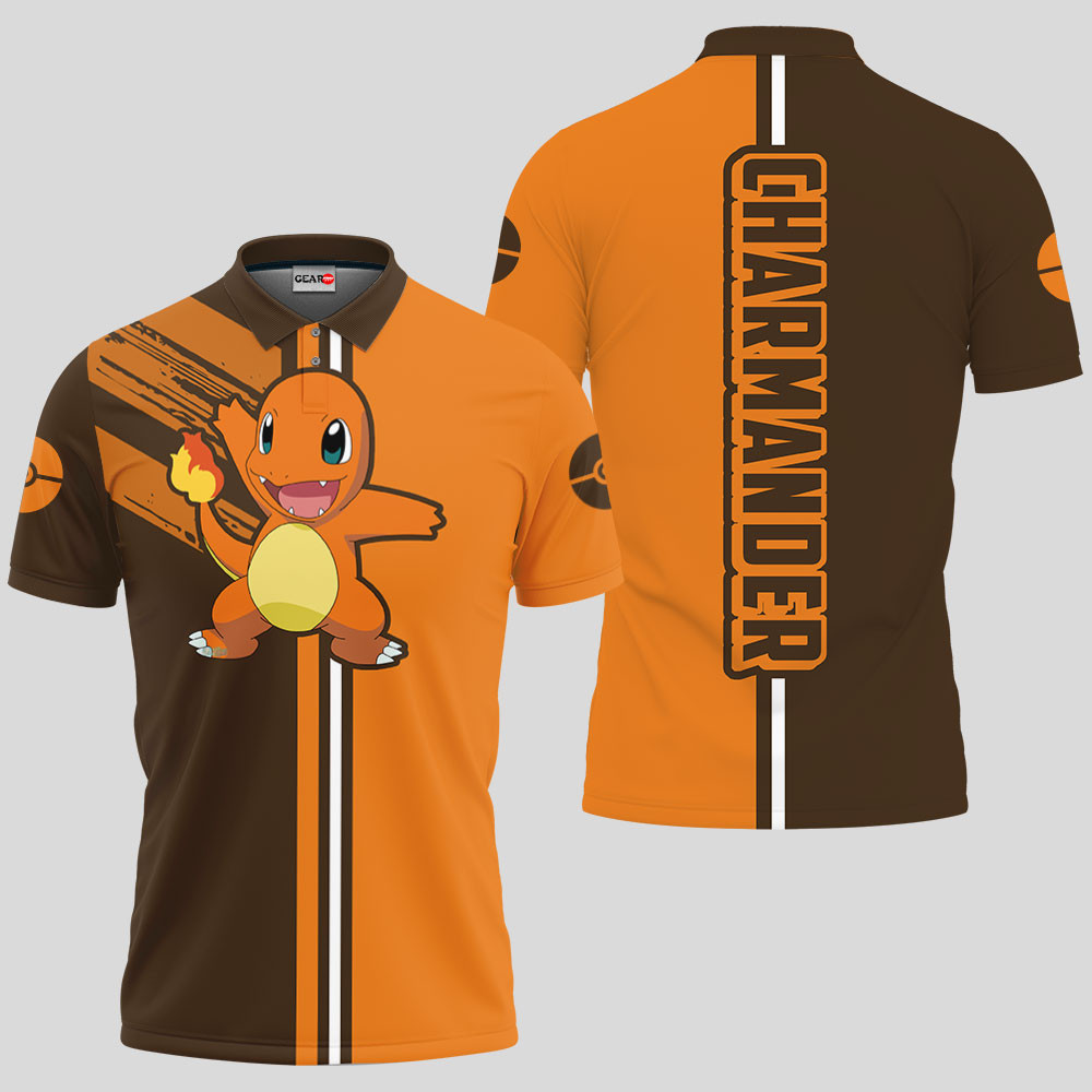 Charmander Polo Shirts Custom Pokemon Anime Merch Clothes