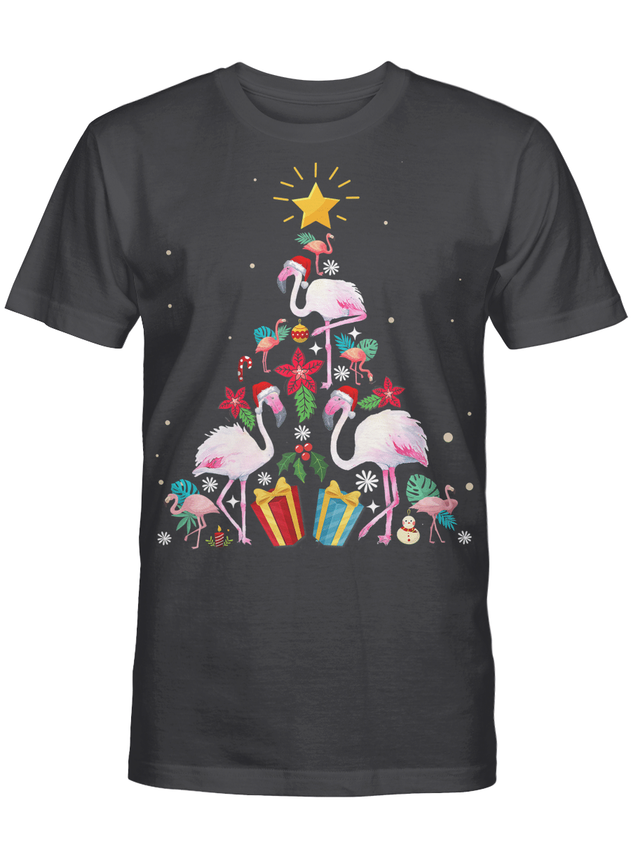 AmazeStyleZ Santa’s Reindeer, Ugly Christmas Sweater, Christmas Gift Ideas, Flamingo Christmas Tree T-Shirt