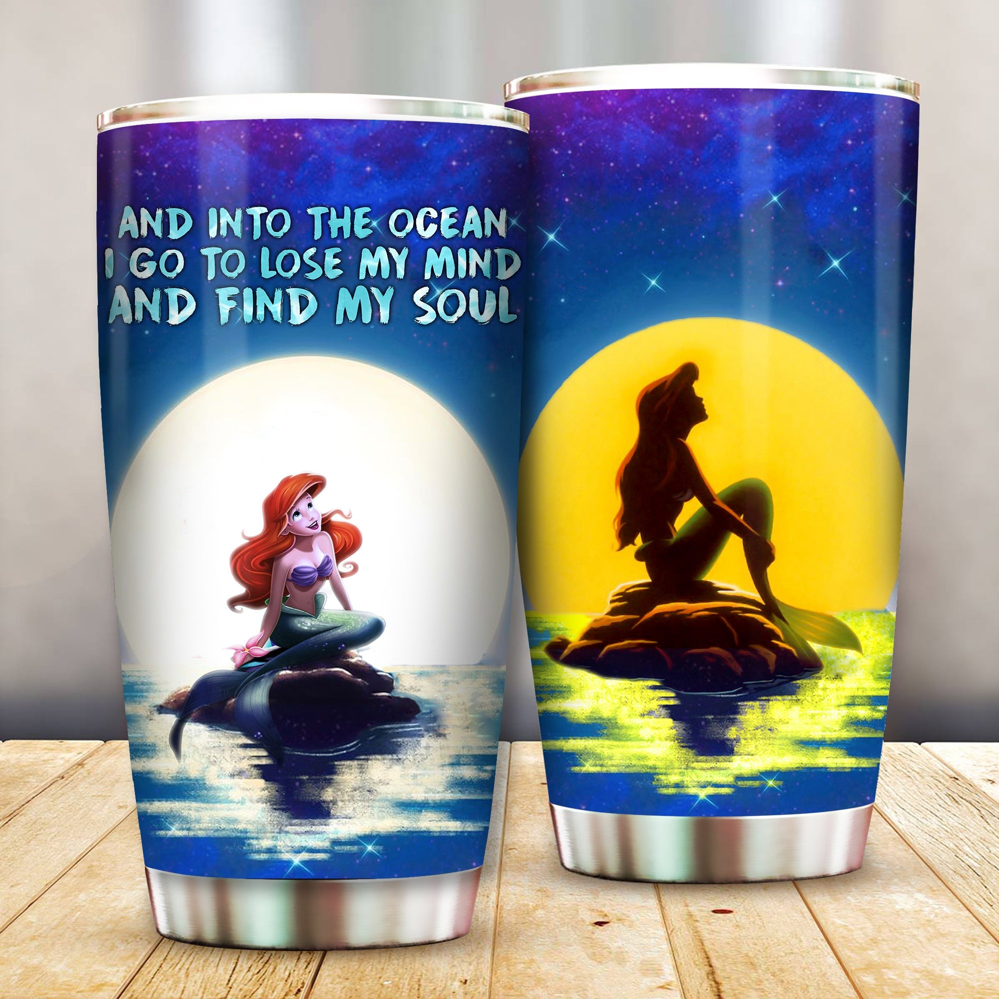 Unifinz Dn Tumbler Mermaid And Into The Ocean Tumbler Cup Awesome Dn Ariel Travel Mug 2022