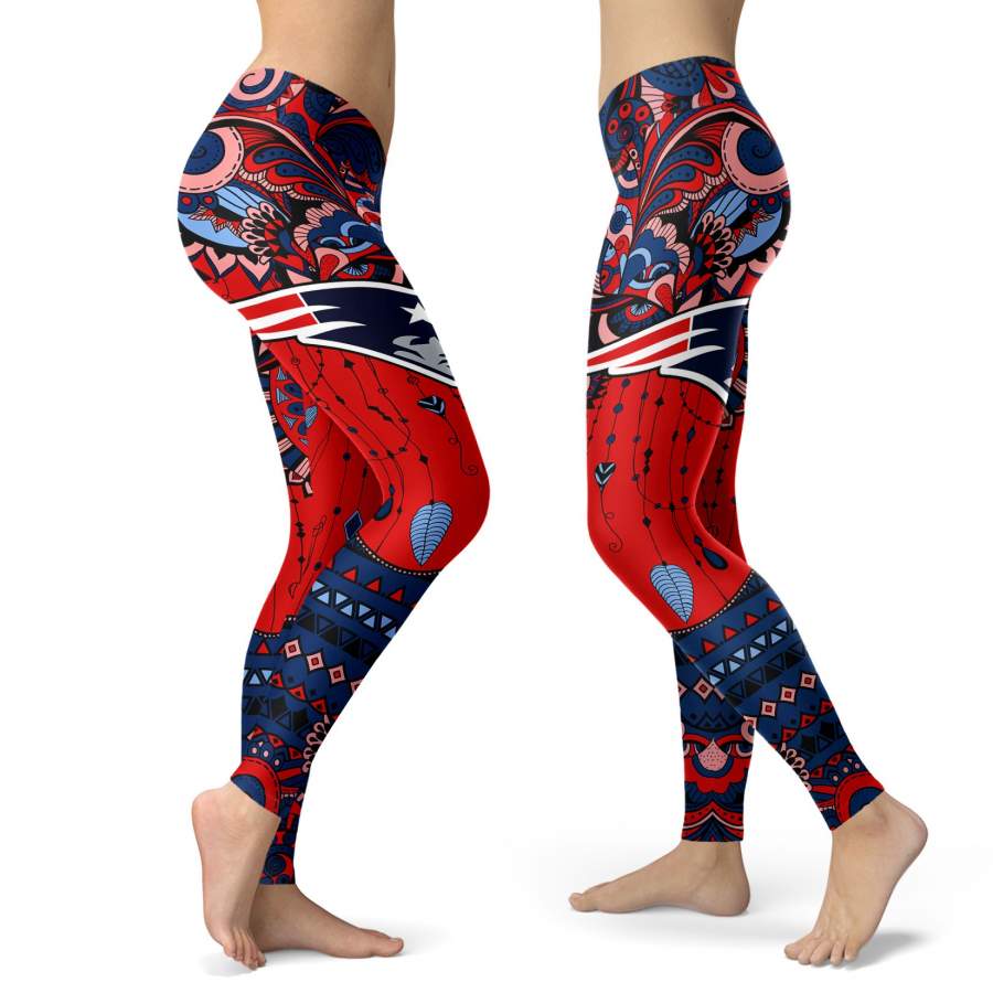 Boho New England Patriots Leggings With Fantastic Art