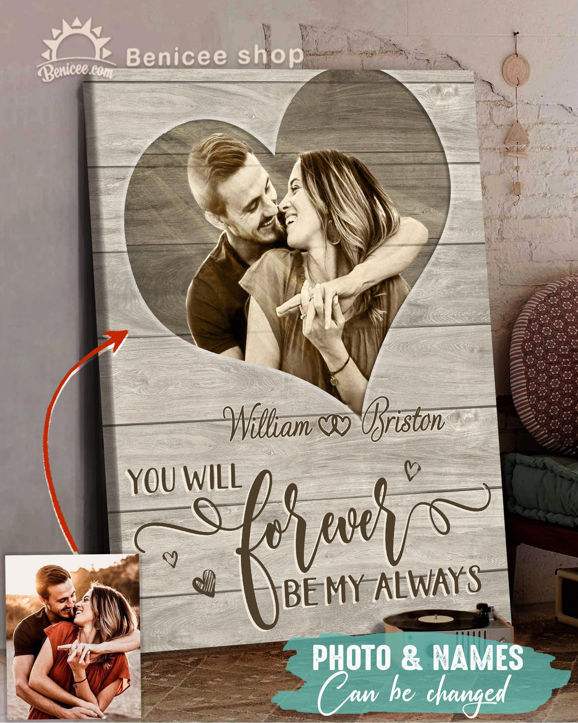 Benicee Personalized Anniversary Gift Wall Art Canvas You Will Forever Be My Always Top 3 Home Decor