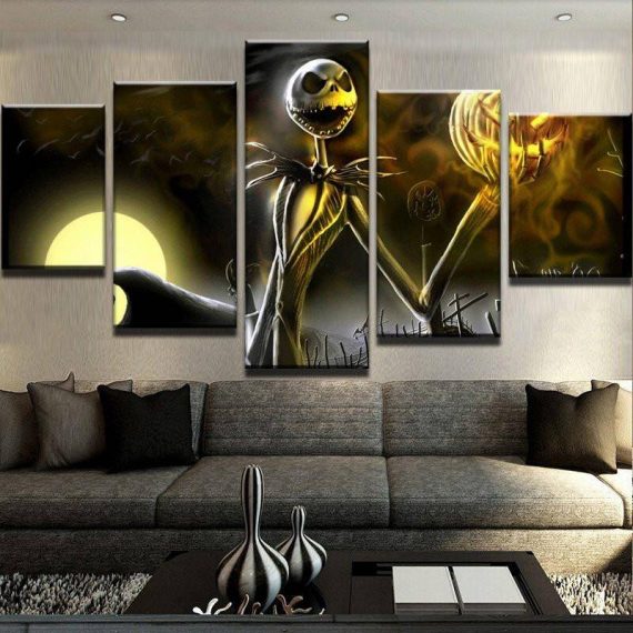 Halloween Gifts Nightmare Before Christmas Jack Skellington 5 Pieces Canvas Wall Art Hg