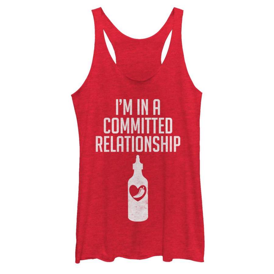 CHIN UP Women’s Relationship with Hot Sauce  Racerback Tank Red Heather