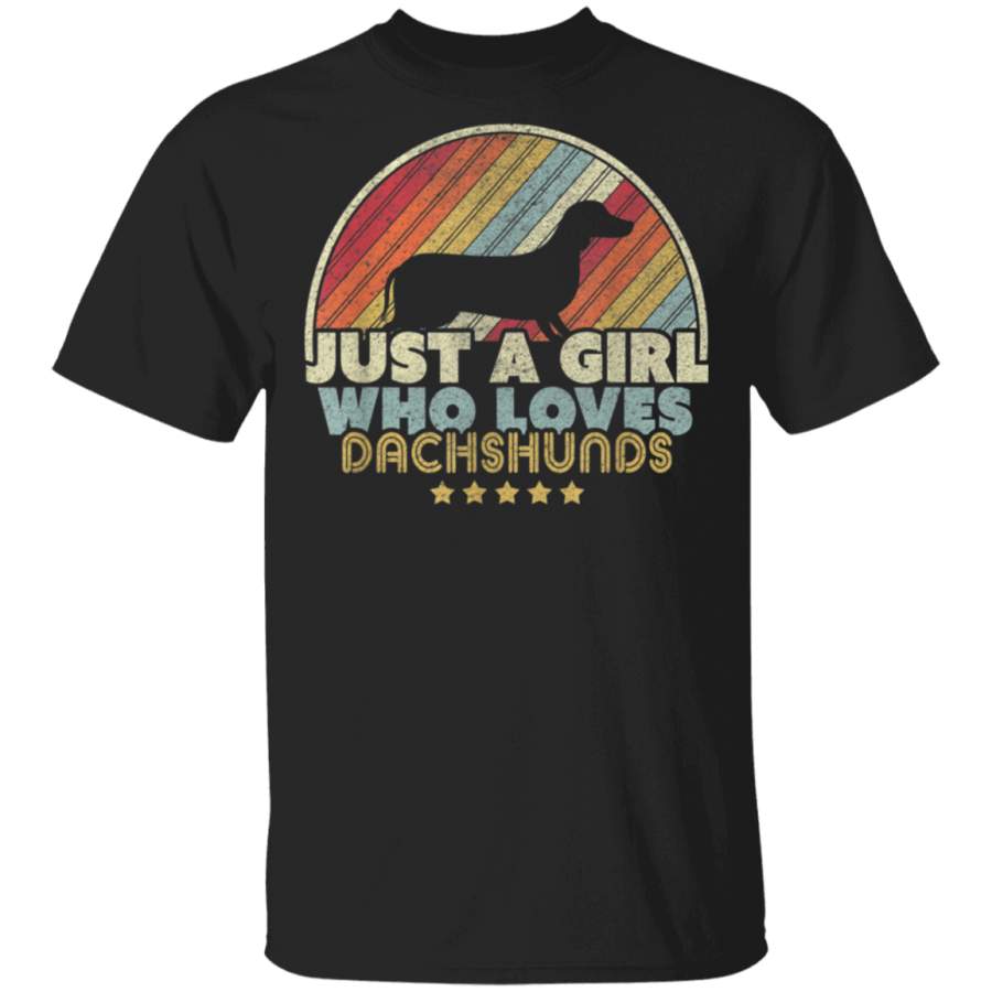 Dachshund Design Retro Just A Girl Who Loves Dachshunds TShirt