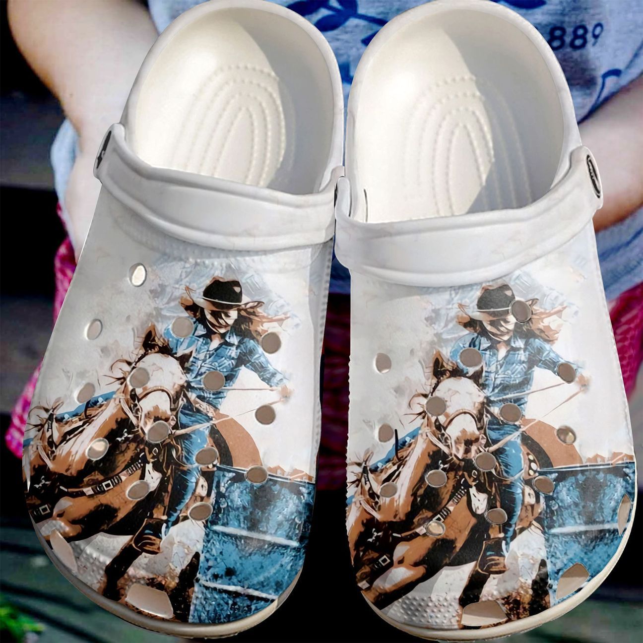 Barrel Racing Personalized Clog, Custom Name, Text Racing Girl In Speed, Fashion Style For Women, Men, Kid, Print 3D