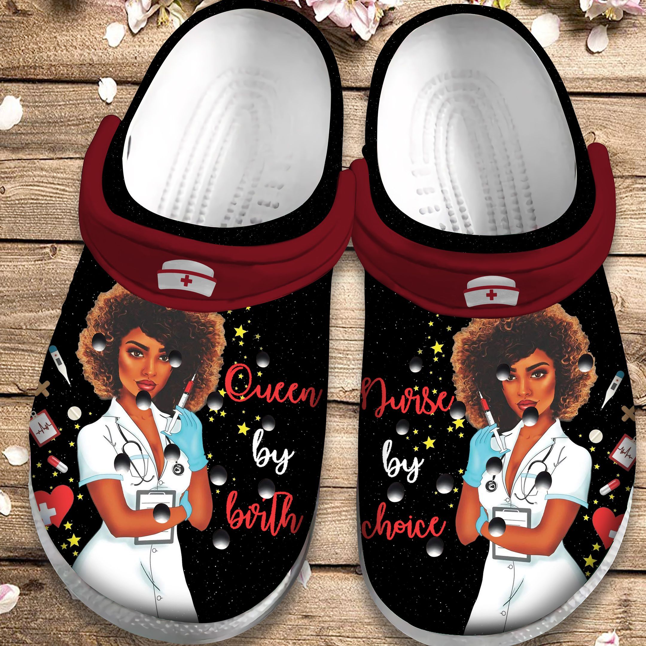 Queen By Birth Crocs Shoes – Nurse By Choice Crocbland Clog Birthday Gift For Woman Girl Friend