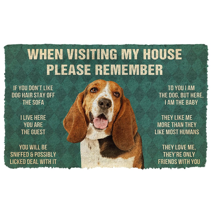 Waybackapparel Please Remember Basset Hound Dogs House Rules Custom 3D Doormat