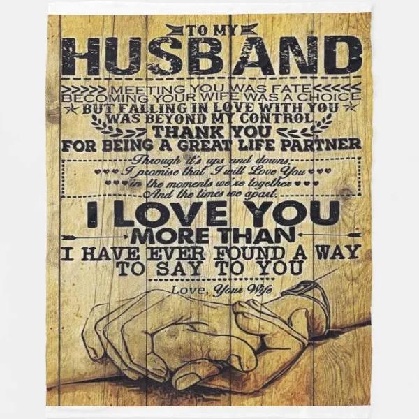 To My Husband Thank You For Being A Great Life Partner Lovely Home Decor Fleece Blanket Gift For Husband From Wife Home Decor Bedding Couch Sofa Soft And Comfy Cozy