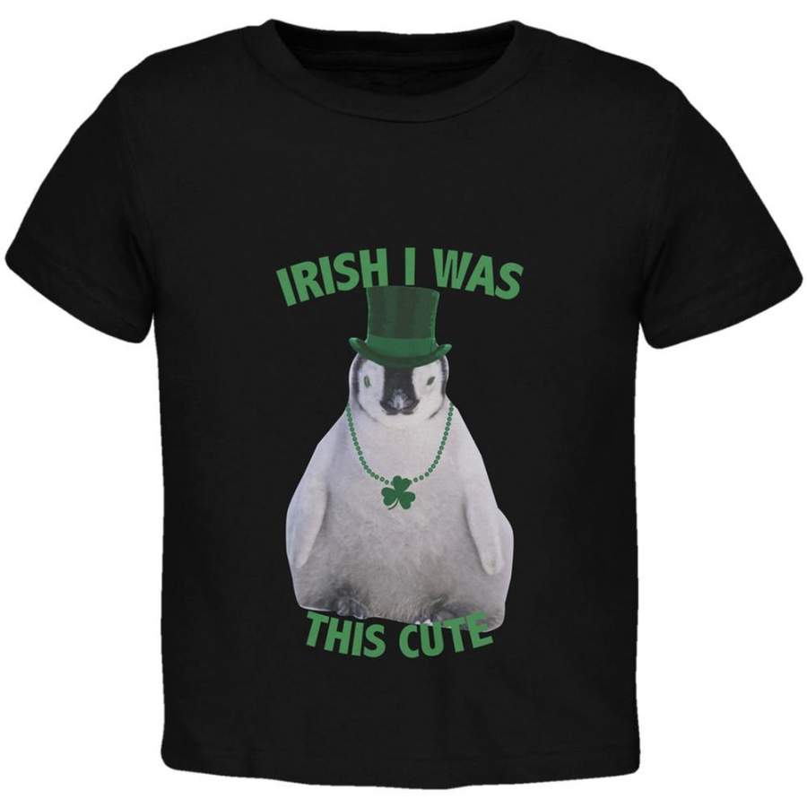 St. Patrick’s Day – Irish I Was This Cute Penguin Black Toddler T-Shirt