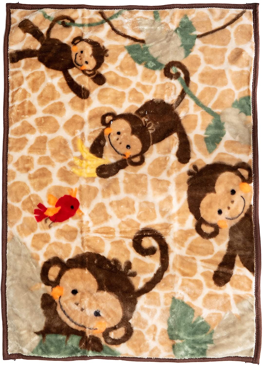 Super Cozy Plush Baby Blanket, Cute Animal Pattern, Cozy, Comfortable & Warm (Playing Monkey)