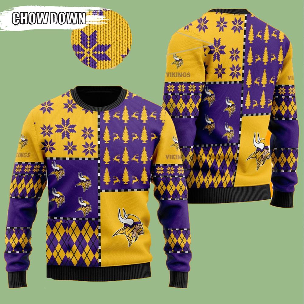 Minnesota Vikings Gift For Fan Ugly Wool Sweater Christmas Holiday Party Vikings Fans