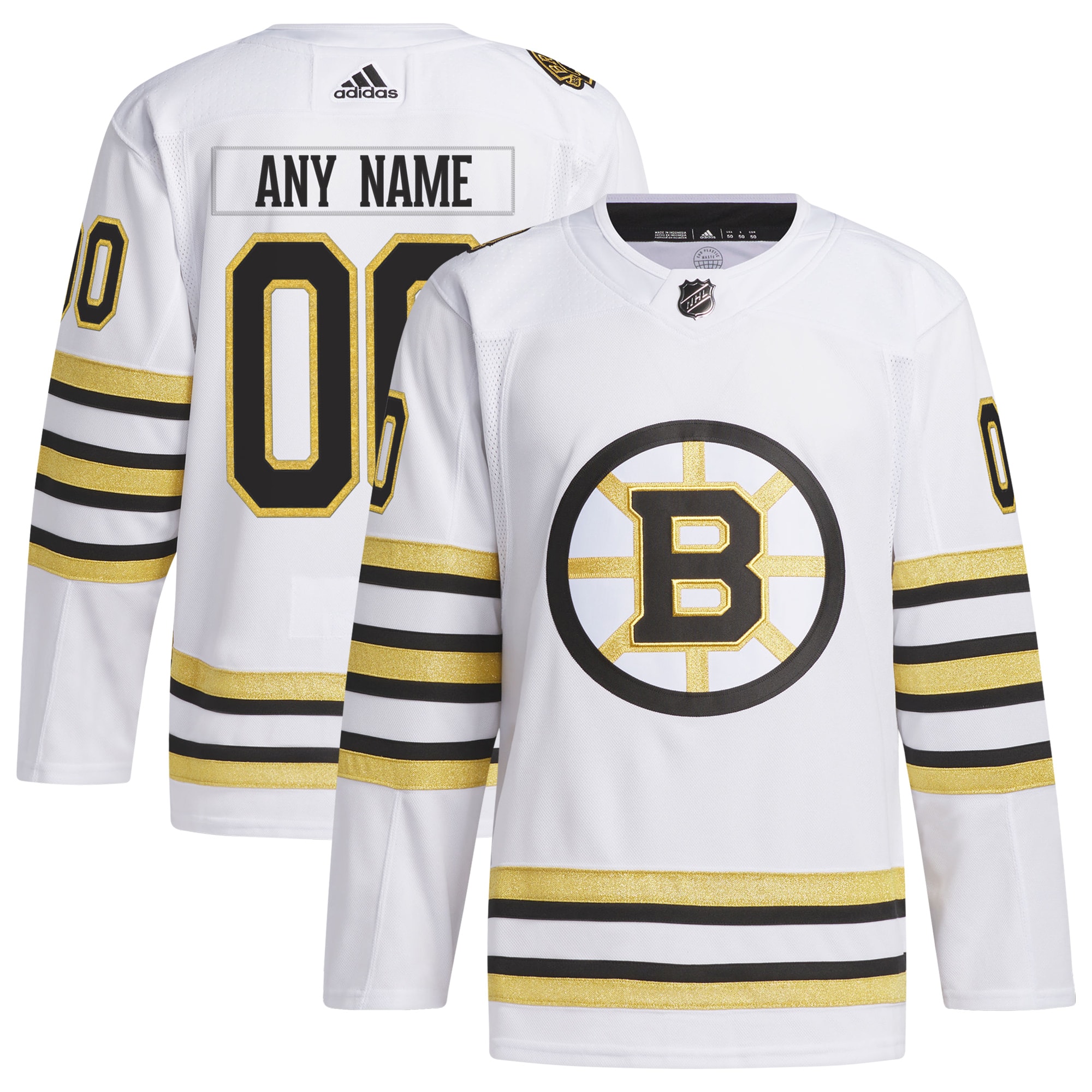 Boston Bruins  100th Anniversary Primegreen Authentic Custom Jersey – White