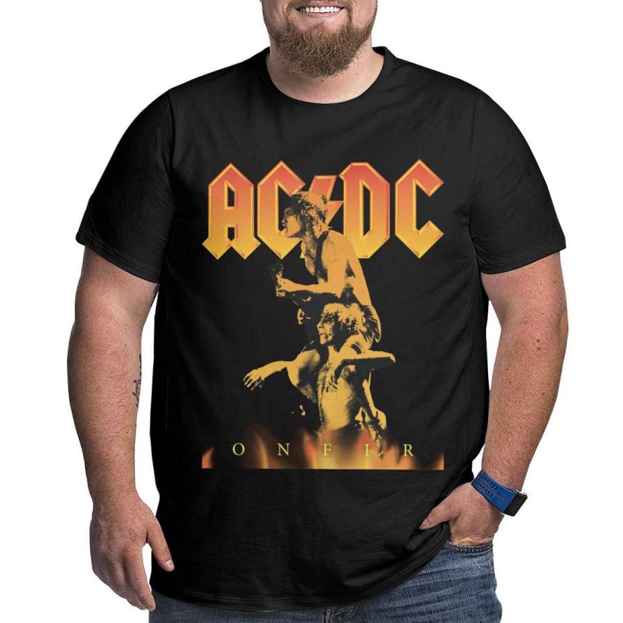 ACDC Bonfire Box Men’s Plus Size O-Neck Tee Basic Tops