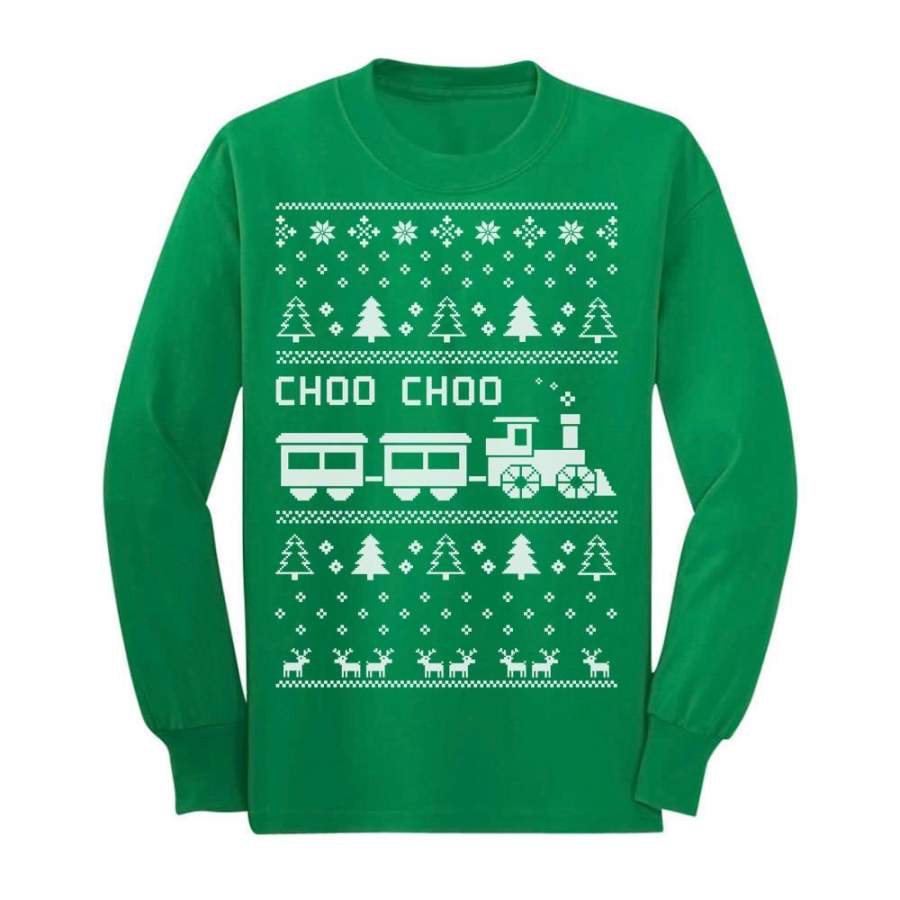 Choo Choo Train Children’s Ugly Christmas Sweater Cute Toddler/Kids Long sleeve T-Shirt