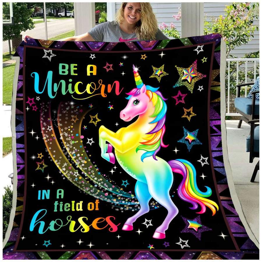 Blanket Gift For Unicorn Lovers Be A Unicorn In A Fteld Of Horses