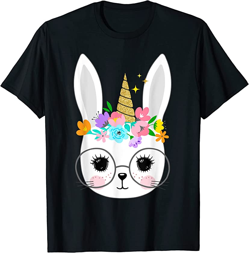 Cute Easter Bunny for Girls Funny Nerd Easter Rabbit Unicorn T-Shirt