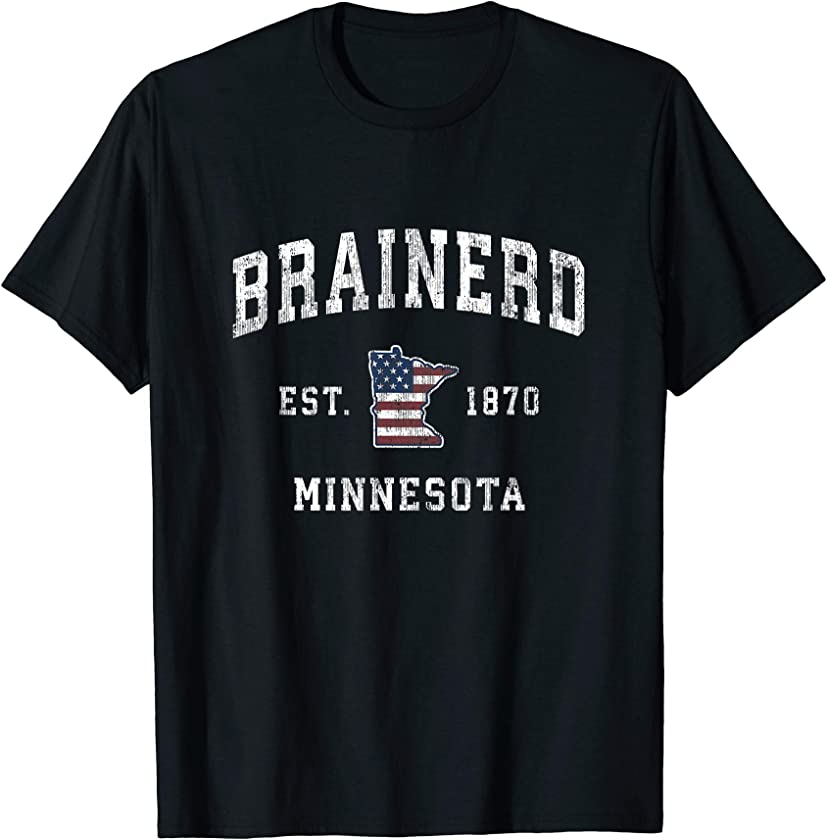 Brainerd Minnesota MN Vintage American Flag Sports Design T-Shirt