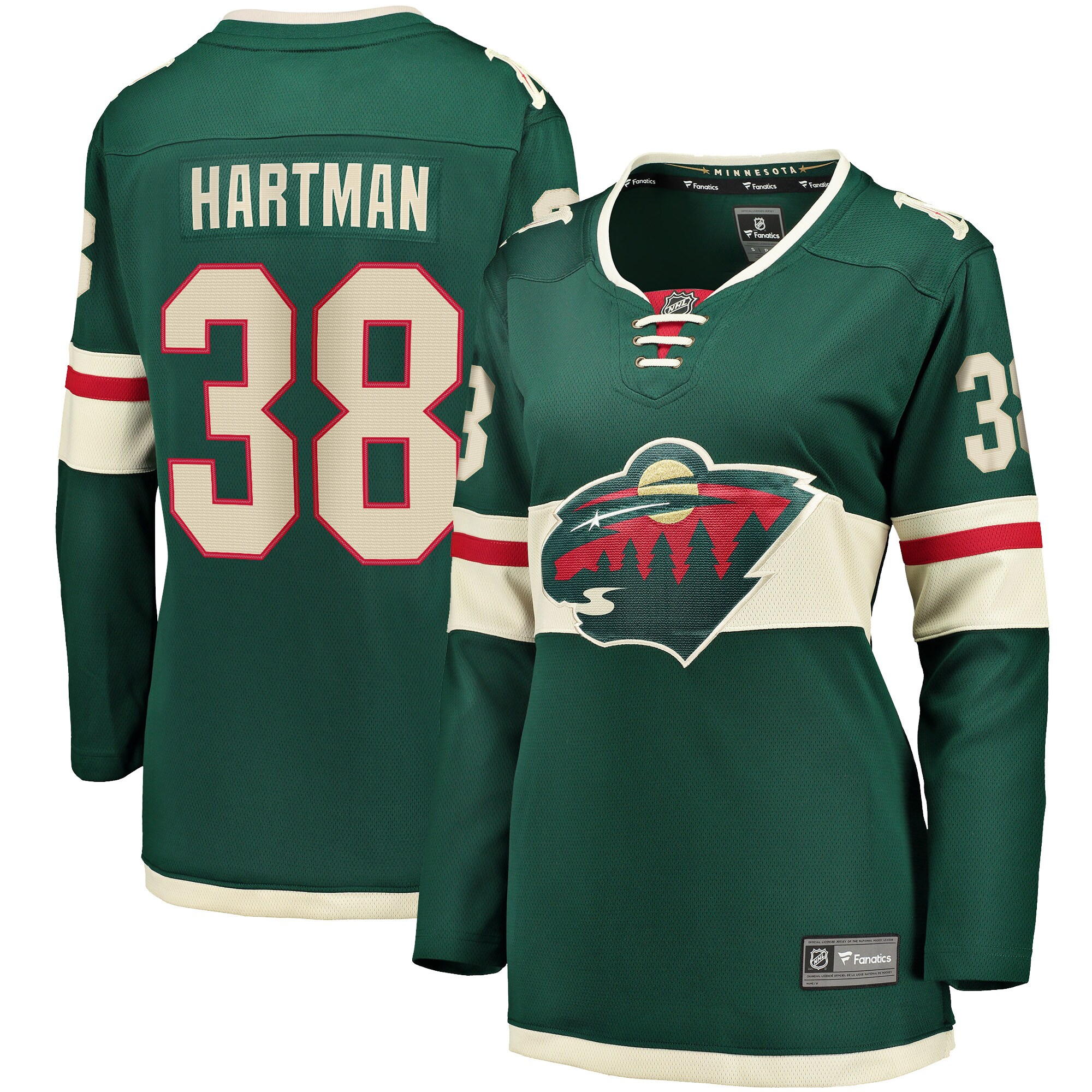 Ryan Hartman Minnesota Wild Branded Women's Home Breakaway Player Jersey – Green