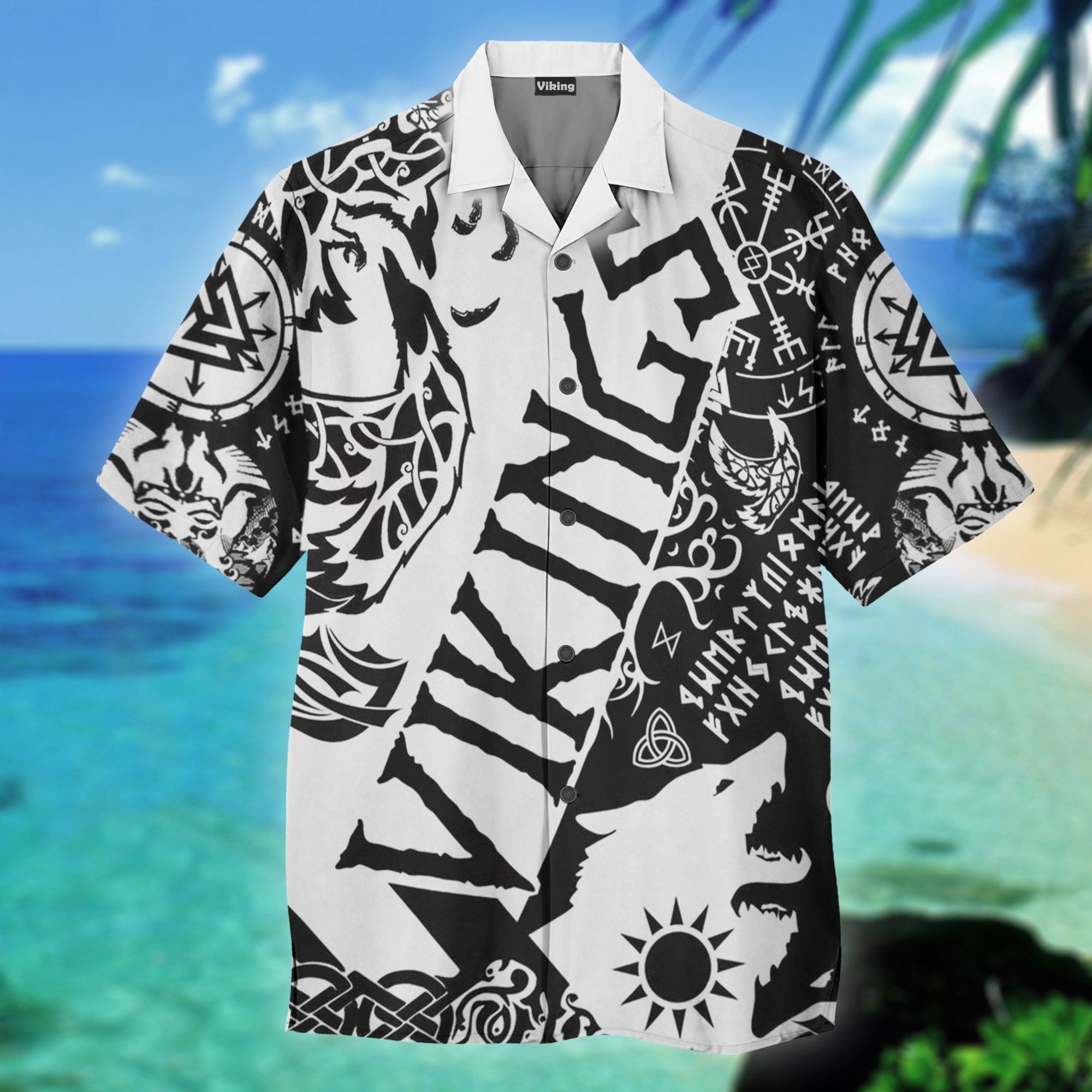 Viking Tattoo Aloha Hawaiian Shirt Colorful Short Sleeve Summer Beach Casual Shirt For Men And Women