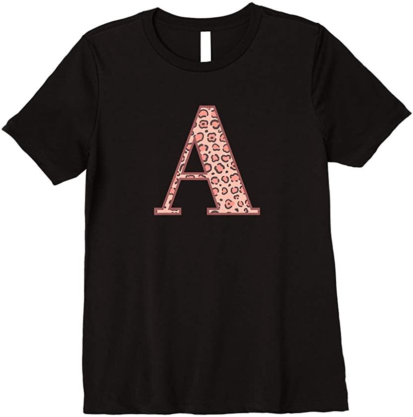 Pink Cheetah Print Leopard Pattern Letter A Premium T-Shirt