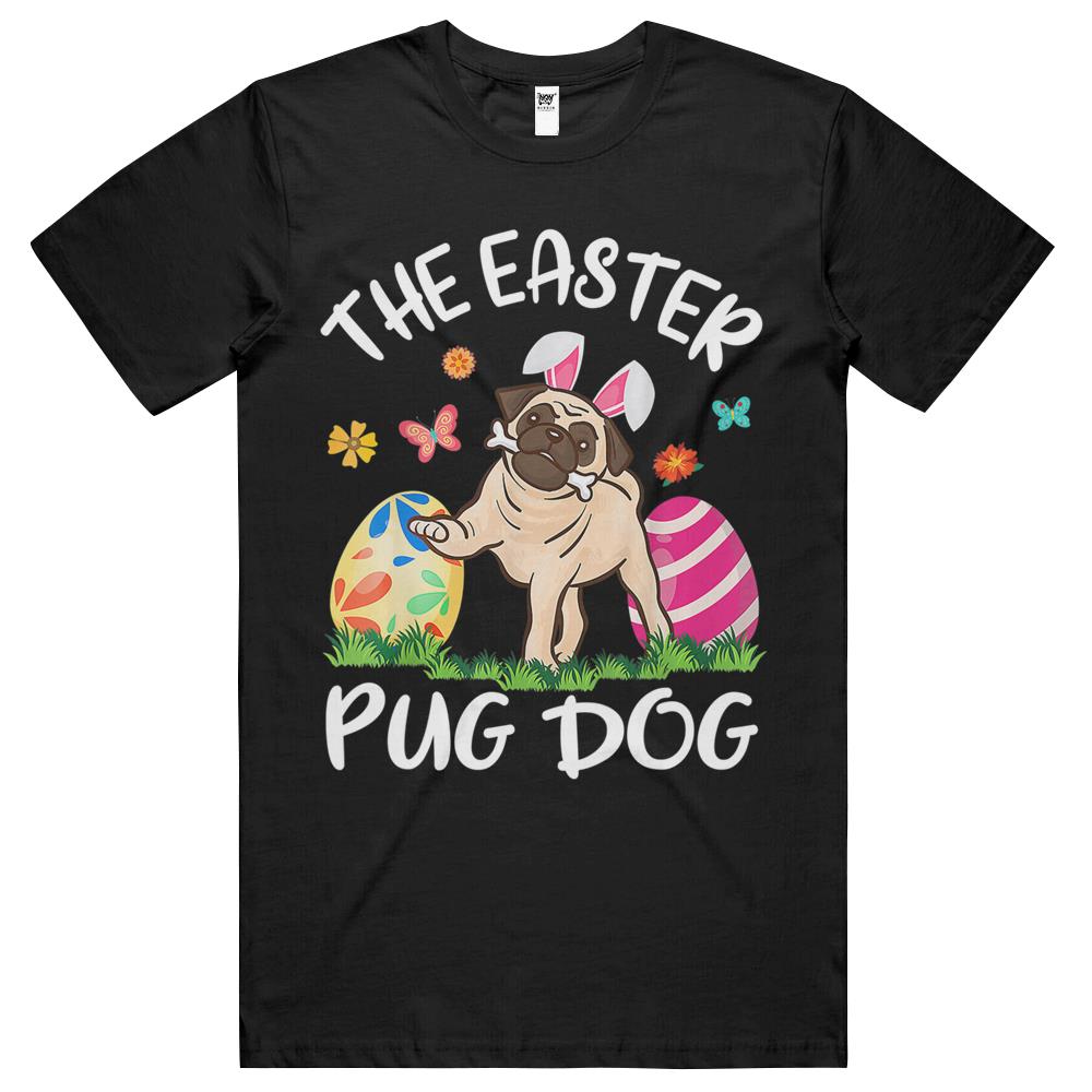 Kids Pug Dog Bunny Dancing Eggs Happy The Easter Pug Dog T Shirts